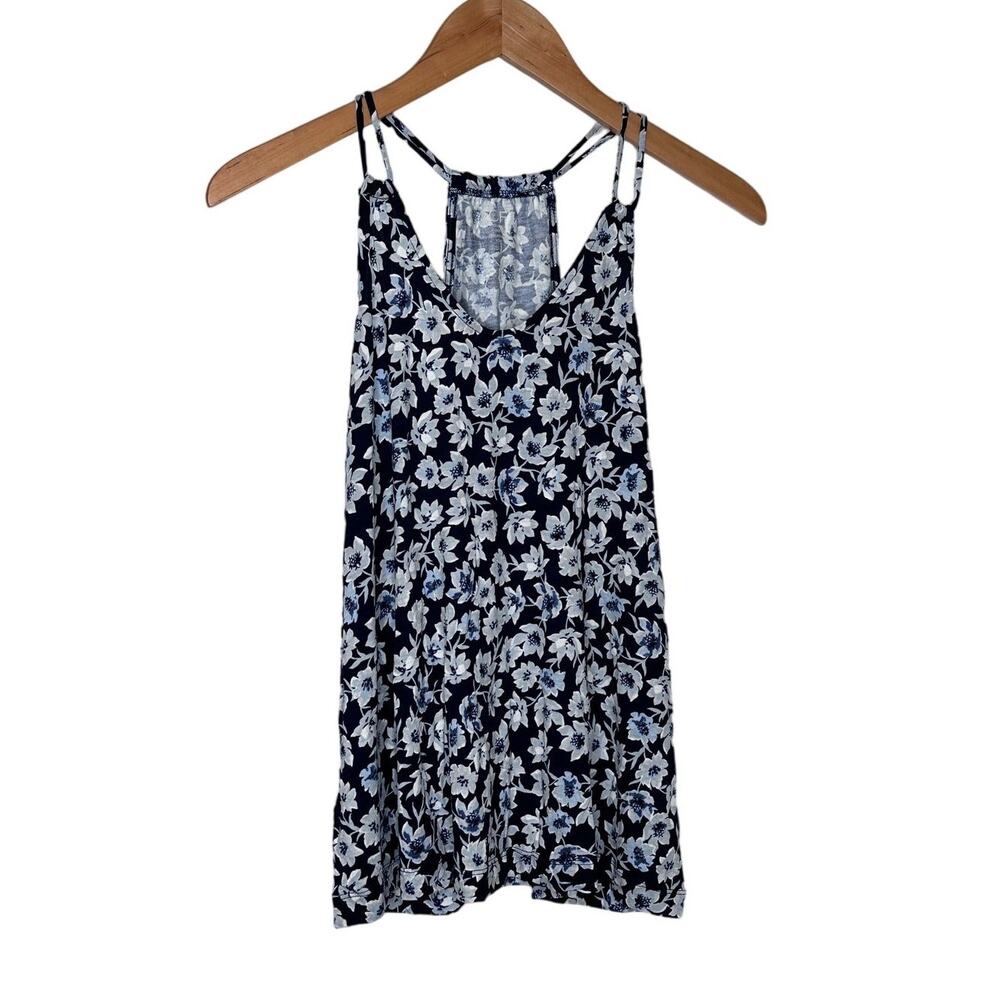 NWT Ann Taylor LOFT Blue floral tank top PETITE XS